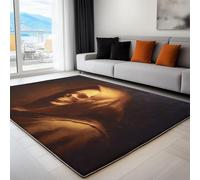 Tapis Doux À Poils Courts Mystérieux Lumière Crânes pour Salon, Tapis de Décoration à Imprimé pour Chambre à Coucher, Nettoyage Facile, Antidérapant, Or, 160 x 230 cm
