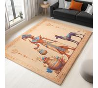 Tapis Doux À Poils Courts Traditionnel Égypte Ancienne Mystérieux pour Salon, Tapis de Décoration à Imprimé pour Chambre à Coucher, Nettoyage Facile, Antidérapant, Terre D'Ombre Clair, 120 x 170 cm