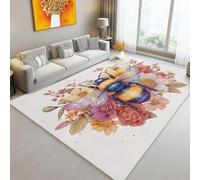 Tapis Doux Antidérapant 60 x 110 cm, Durable et Lavable en Machine Rétro Mignon Abeilles Plantes Fleurs Tapis Imprimé - Le Matériau en Flanelle Convient au Salon à la Chambre et à la Cuisine Couleur