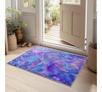 Tapis Doux Antidérapante Moquette décoratifs Bleu Violet Rêve Plumes Attrape Rêvesrésistant à la décoloration Hydrofuge Idéal pour Salon, Chambre De Garçon et Chambre d'Adolescent 140 x 200 cm