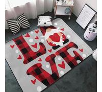 Tapis doux et lavable pour salon, chambre à coucher, motif écossais d'amour et nain de buffle, 91 x 152 cm, tapis d'intérieur décoratif esthétique