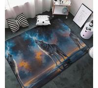 Tapis doux et lavable pour salon, chambre à coucher, motif loup nocturne solitaire 91 x 152 cm, tapis d'intérieur décoratif esthétique