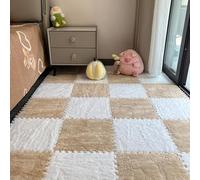 Tapis doux et sûr - Carreaux carrés emboîtables - Carreaux en mousse pelucheuse multi-usages - Solution de sol confortable et durable - Tapis de sol antidérapant en EVA pour chambre d'enfant, salle de