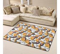 Tapis doux lavable pour décoration de salon, chambre à coucher, salon, motif tête de chat souriant, dessin animé, 160 x 121 cm
