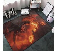 Tapis doux lavable pour salon, chambre à coucher, motif attaque de château de dragons ardents, tapis antidérapant 91 x 152 cm, décoration de chambre à coucher, esthétique