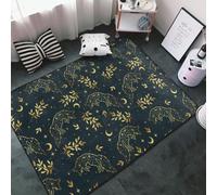 Tapis doux lavable pour salon, chambre à coucher, motif renard doré, 91 x 152 cm, tapis d'intérieur décoratif esthétique