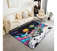Tapis drôle d'astronaute spatial, extraterrestre, univers trippy, planète, tapis de sol d'intérieur pour enfants, garçons et filles, décoration de chambre d'enfant, tapis antidérapant et absorbant