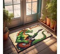 Tapis drôle pour porte d'entrée Dragon vert se balançant avec guitare électrique : Poster « Bosom » Tapis de bienvenue drôle (50 x 80 cm)