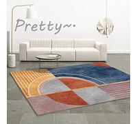 Tapis du Salon Lavable Jaune Bleu Gris rayé géométrique Design Moderne Chambre Decoration Bebe Garcon 80x160cm