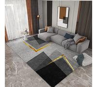 Tapis du Salon Noir Gris Jaune Encre Design géométrique Chambre bébé Fille 100x160cm