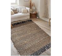 Tapis - Dylrev - Rectangulaire 60x90cm - Jute et Coton - Finition Franges - Moderne