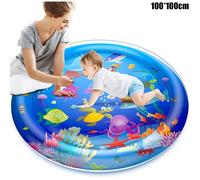 Tapis Eau Bebe Eveil Tapis Sensoriel Bébé pour tout-petits 100*100cm Cadeau Bebe Jouet Bebe 3 à 12 Mois bleu
