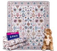 Tapis Éducateur pour Chien Lavable Réutilisable, Lot de 2 Tapis Propreté Ultra Absorbants pour Animaux, Lavable, Antidérapant, Convient aux Chiens, Chats, Lapins (Pattern 3, 91.5x104cm)