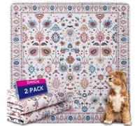 Tapis Éducateur pour Chien Lavable Réutilisable, Lot de 2 Tapis Propreté Ultra Absorbants pour Animaux, Lavable, Antidérapant, Convient aux Chiens, Chats, Lapins (Pattern 3, 122x122cm)