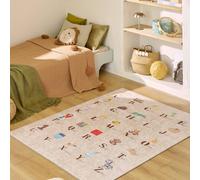 Tapis éducatif intérieur enfant beige imprimé abécédaire 120 x 160 cm - Scoty