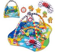 LIONELO Anika 2 en 1 Activité Gym 4 jouets suspendus hochets 2 arches Couverture de jeu pour bébé Fonction parc Oreiller de soutien pour bébé Éducatif