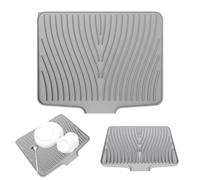 Tapis Egoutoire Vaisselle Silicone, d'égouttoir en Silicona Organisateur Evier Cuisine Résistant à la Chaleur Antidérapant Plateau Pliable Drainage égouttoirs 40 x 33 cm, Gris
