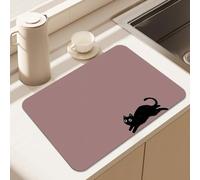 Tapis égouttage Chat Noir Lovely Tapis de Séchage de Vaisselle de Table de Cuisine Tapis de Comptoir de Bar Tapis Absorbant Tapis de Machine à Café à Séchage Rapide (Coffee,40x60 cm)
