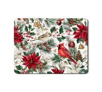 Tapis égouttoir à vaisselle de Noël pour cuisine, poinsettia rouge et cardinal en caoutchouc absorbant, tapis de séchage en cuir synthétique pour comptoir, 45,7 x 61 cm