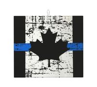 Tapis Égouttoir À Vaisselle Drapeau du Canada en Lambeaux, en Détresse Et À Fine Ligne Bleue Lavable Absorbant Tapis De Table, pour Comptoir, Couverts, L'Évier Étagère, 46x61cm