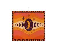 Tapis égouttoir à vaisselle en microfibre absorbant motif lune et étoile céleste pour comptoir de cuisine, orange et violet, 40,6 x 45,7 cm