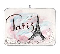 Tapis égouttoir à vaisselle en microfibre Motif Tour Eiffel Paris 45,7 x 60,9 cm