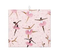 Tapis égouttoir absorbant pour comptoir de cuisine, danseuse de ballet, tapis de café, protecteur avec boucle de suspension, 40,6 x 45,7 cm, rose ballerine