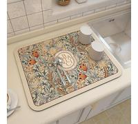 Tapis égouttoir de cuisine en microfibre super absorbante avec base antidérapante en caoutchouc, résistant à la chaleur pour protéger les surfaces pendant le séchage de la vaisselle, des verres et des