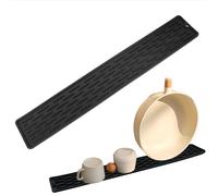 Tapis Égouttoir Étroits, Coussins de Séchage en Silicone, Antidérapant Tapis de Drainage pour Vaisselle Bouteilles Tasses Planches à Découper Éponge, 55 x 8,8 x 0,5 cm, Noir