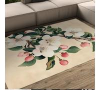 Tapis Élégant Style Chinois avec Motif Fleurs de Bégonia et Branches, Tapis Lavable Antidérapant Doux pour Chambre Salon et Bureau 80x120cm