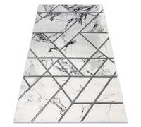 Tapis EMERALD exclusif 0085 glamour, élégant marbre, géométrique blanc / argent 80x150 cm