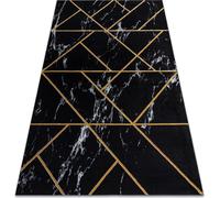 Tapis EMERALD exclusif 2000 glamour, élégant et géométrique, marbre noir / or Noir 80x150 cm