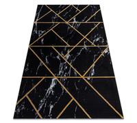 Tapis EMERALD exclusif 2000 glamour, élégant géométrique, marbre noir / or 80x150 cm