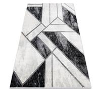 Tapis EMERALD exclusif 81953 glamour, élégant marbre, géométrique noir / argent 140x190 cm