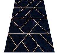 Tapis EMERALD exclusive 1012 glamour, élégant géométrique bleu foncé / bleu doré 140x190 cm