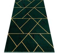 Tapis EMERALD exclusive 1012 glamour, géométrique élégant, marbre vert bouteille / vert doré 80x150 cm