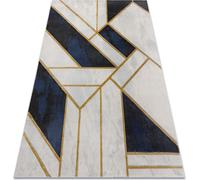 Tapis EMERALD exclusive 1015 glamour, marbre élégant, géométrique bleu foncé / bleu doré 80x150 cm