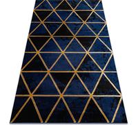 Tapis EMERALD exclusive 1020 glamour, marbre élégant, triangles bleu foncé / bleu doré 200x290 cm