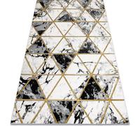 Tapis EMERALD exclusive 1020 glamour, marbre élégant, triangles noir / beige doré 120x170 cm