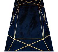 Tapis EMERALD exclusive 1022 glamour, élégant géométrique bleu foncé / bleu doré 160x220 cm