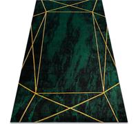 Tapis EMERALD exclusive 1022 glamour, géométrique élégant, marbre vert bouteille / vert doré 120x170 cm