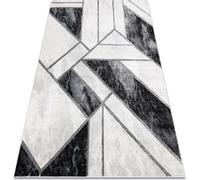 Tapis EMERALD exclusive 81953 glamour, marbre élégant, géométrique noir / gris argenté 180x270 cm
