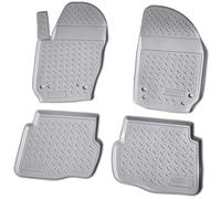 tapis en caoutchouc 3D pour VW Polo | Type 9N | BJ 2001-2009 | gris avec bordure