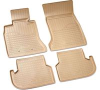 Recambo Tapis de sol en caoutchouc 3D compatible avec BMW Série 5 F10 F11 Limo Touring | 2013-2017 | Tapis de voiture en caoutchouc | Ajustement parfait | Avec bordure | Beige