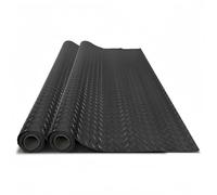 Tapis en Caoutchouc PVC en Rouleau avec Plaque à Diamant pour revêtement de Sol, Tapis de Protection de Sol antidérapant pour Garage, entrepôt, gymnases, remorque, Noir,Noir,1.2×1m
