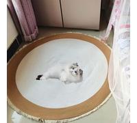 Tapis en Corde de Coton pour Chats, Tapis Rond réversible Lavable à Franges tissées, Tapis à griffer pour Chats, Accessoire de décoration Doux et élégant pour Le Salon (Blanc) 45cm/18inch