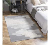 Tapis en coton Ashler Boho Tapis tressé Frange intérieur-extérieur Tapis pelucheux tufté Lavable en machine Tapis sol pour décoration de salon, chambre, cuisine, style ferme 940850573 Gris