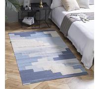Tapis en coton Ashler Boho Tissé Frange Intérieur Extérieur Tapis Peluche Tufté Lavable en Machine Tapis de Sol pour Salon Chambre Cuisine Décoration 94085057/2 Bleu