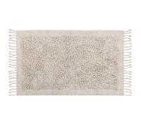 Tapis en Coton Beige Clair 80 x 150 cm Rectangle Poils Hirsutes avec Franges Bit
