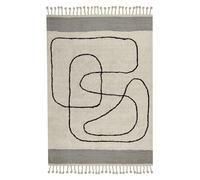 Tapis en Coton Beige et Noir 140 x 200 cm à Motif Abstrait Touffeté à la Main Do